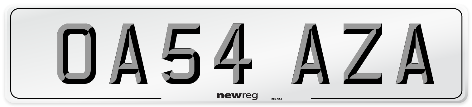 OA54 AZA Number Plate from New Reg
